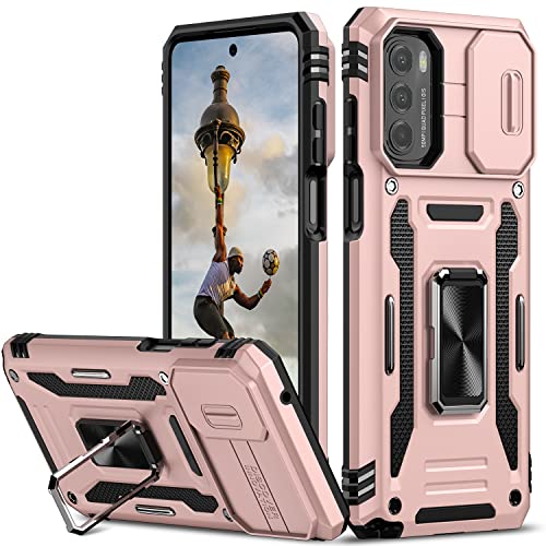Nvollnoe for Moto G Stylus 5G 2022 Case with Slide Camera Cover Drop Tested Military Grade Heavy Duty Protective Durable Sturdy Rotate Ring Kickstand Phone Case for Moto G Stylus 5G(Green)