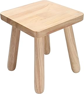 Simcat Solid Wood Stool Wooden Step Stools for Adults Square Sitting Stool Detachable Legs for Kitchen Bathroom Living Room (9.3 Inch, Square)