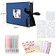 Fotoalbum zum Selbstgestalten, Scrapbook 80 Schwarze Seiten Fotobuch zum Einkleben, DIY Geschenk Scrapbooking Set für Baby Familie Jahrestag Geburtstags Valentinstag Hochzeit mit Protektkegeln Blau