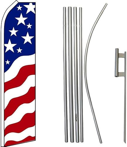 Premium USA Glory Swooper Flag & 16ft Flagpole Kit Ground