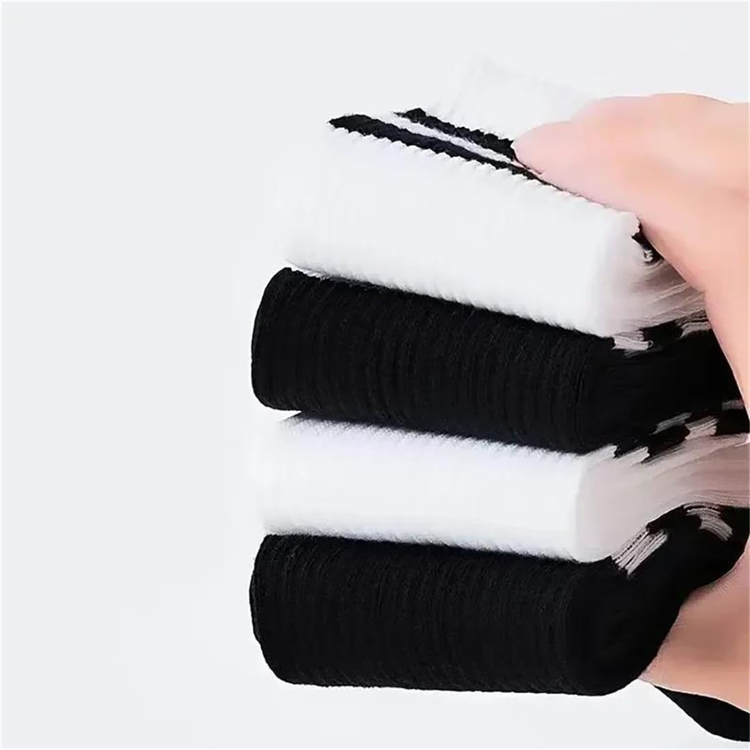 5 Pairs Neutral Solid Round Neck Socks Sweat Absorbing Breathable Soft Comfortable Sports Hosiery