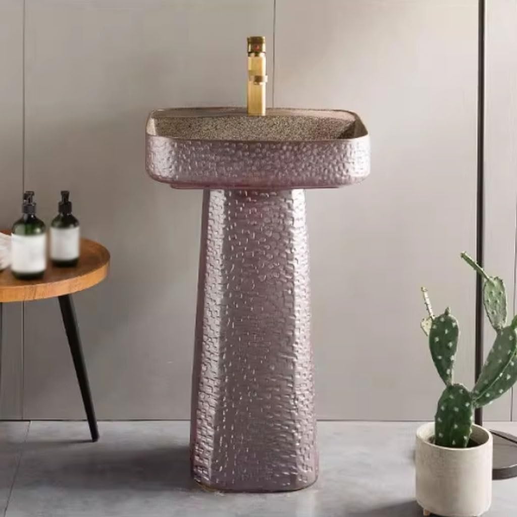 Bathroom Countertop Vessel Sink Courtyard Vertical Basin Outdoor Retro Wash Home Balcony Column Pedestal Sink Vanity