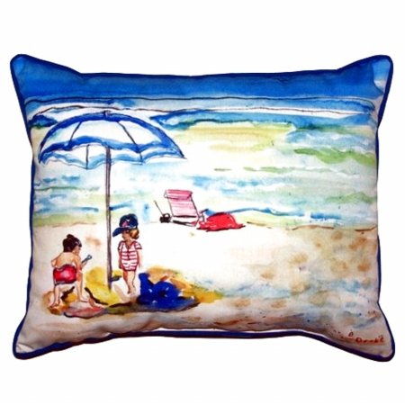 Children at The Beach Extra Large Zippered Pillow