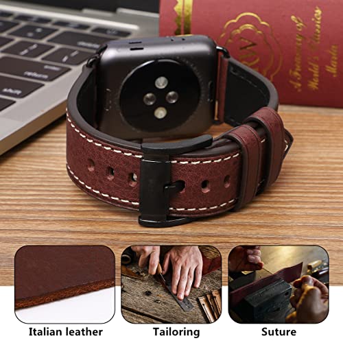 Image of HUAFIY Compatible for Apple Watch Bands 42mm 44mm45mm46mm 49mm 38mm 40mm41mm, Genuine Leather Band Strap for iWatch Series 11 /10 /9 /8,7,6,5,4,3,2,1, Ultra3 2 1