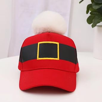 Red-Christmas-Hat Xmas-Baseball-Cap for Men-Women - Santa Adjustable Trucker Hat Unisex Holiday-Cap Winter Outdoor