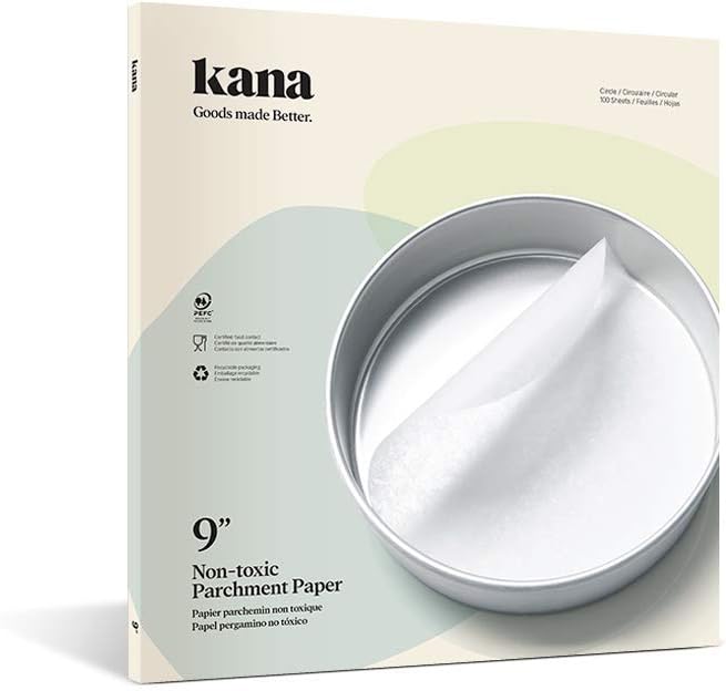 Kana Parchment Paper Baking Circles - 100 Pre-cut Rounds 9 inch_Ideal for Baking Cakes, Pastries & Cheesecakes - Suitable for tortilla Press
