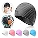 Tripsky Silicone Swim Cap,Comfortable Bathing Cap Ideal for Curly Short Medium Long Hair, Swimming Cap for Women and Men, Shower Caps Keep Hairstyle Unchanged (Black)