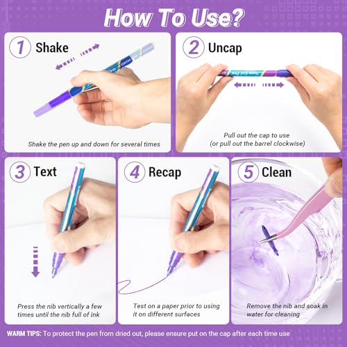 Jr.White JR20210524001US Glitter Metallic Paint Pens: Sparkle Water-Based Marker Pen thumb #7