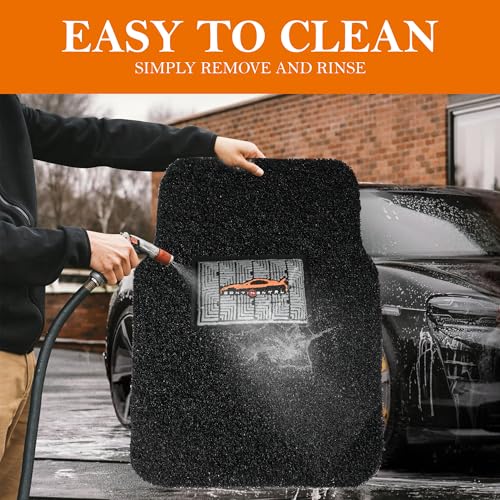 Image of CONTINENTAL [Duramat Curly] Universal Driver Side & Passenger Side Car Mat only - Premium Waterproof PVC Cushions Car Floor Mat for All Cars (Pack of 2 - Full Black).