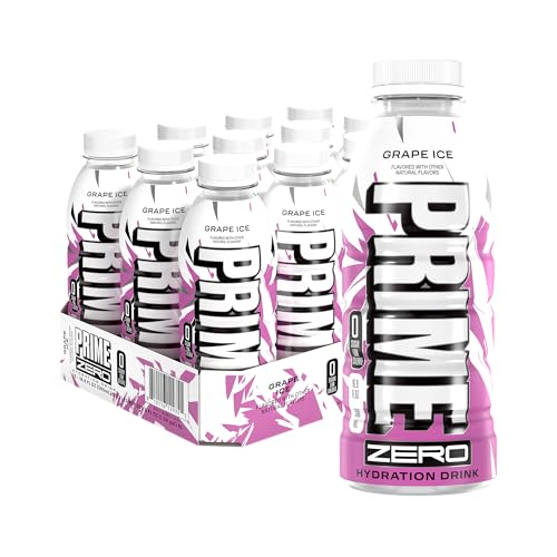 PRIME ZERO GRAPE ICE, Sugar Free Sports Drinks, Electrolyte Enhanced to Replenish Fluids, B Vitamins, Antioxidants, Low Calorie, Made with Natural Flavors, 16.9 Fl Oz 12 Pack
