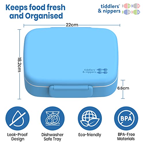 tiddlers & nippers 5 Compartment Lunch/Bento Box for Kids & Adults!, Plain Blue, 22cmx18.2cmx6.6cm - Image 3
