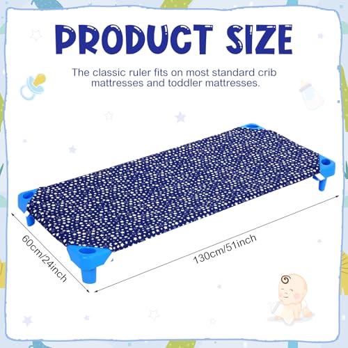 Image of Peryiter 12 Pcs Cot Sheets for Daycare Standard Size 24 inch x 51 inch Toddler Nap Mat Sheets Star Pattern with Corner Elastic Loops Breathable Bed Fitted Cot Crib for Preschool Child Kid Boy Girl (Navy Blue)