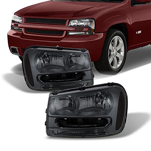 AKKON - For Chevy Trailblazer OE Replacement Headlights Driver/Passenger Smoked Head Lamps Pair