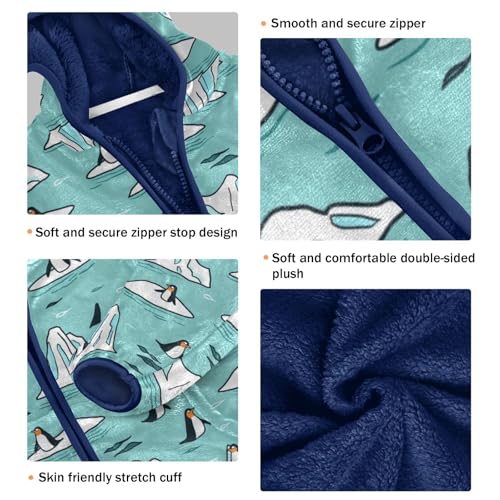 Cute Penguins Girls Fleece Jacket Girls Fall Jacket Boys Coats Zip Up Hoodie Children Sherpa Warm Outerwear 2-10T3