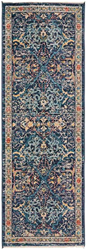 Rugs.com Lola Collection Rug – 6 Ft Runner Navy Blue Medium Rug Perfect for Hallways, Entryways