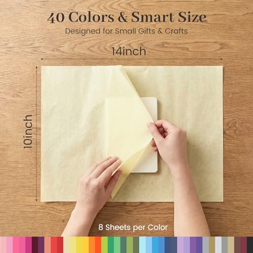 Image of Koogel Tissue Paper 320 Sheets, 14 X 10 inch 40 Colors for Gift Bags