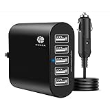 シガーソケット 車載充電器 5ポートカーチャージャー シガーソケット 45W/9A USB急速充電器 iPhone/Androidスマホ/タブレット/Kindleなど幅広いデバイスに対応