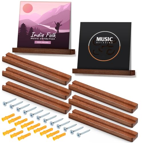 Oqqlin Wood Vinyl Record Wall Mount, 6 Pack 12 Inch...