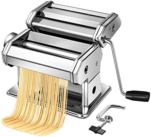 Pasta Maker Machine Hand Crank - Roller Cutter Noodle Makers Best for Homemade Noodles Spaghetti Fresh Dough Making Tools Rolling Press Kit - Stainless Steel Kitchen Accessories
