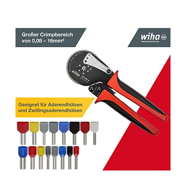Wiha Profi Crimpzange mit automatische Anpassung auf die Aderendhülsengröße 0,08 bis 16mm² (41246) I Crimpwerkzeug… – Bild 3