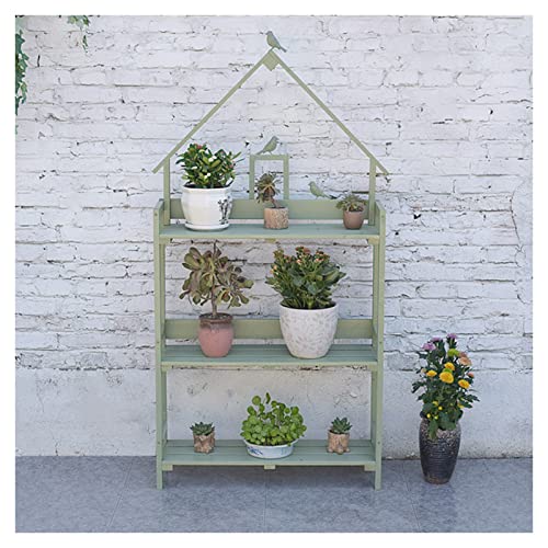 Étagère à plantes d'extérieur à 3 niveaux avec armoire verte 80x25x160 cm