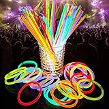 NC Varillas Luminosas, Paquete de 100 Varillas Luminosas de 8.0 in con Conexiones de Bola de Pulsera, Accesorios Luminosos para Fiestas, Juguetes Luminosos