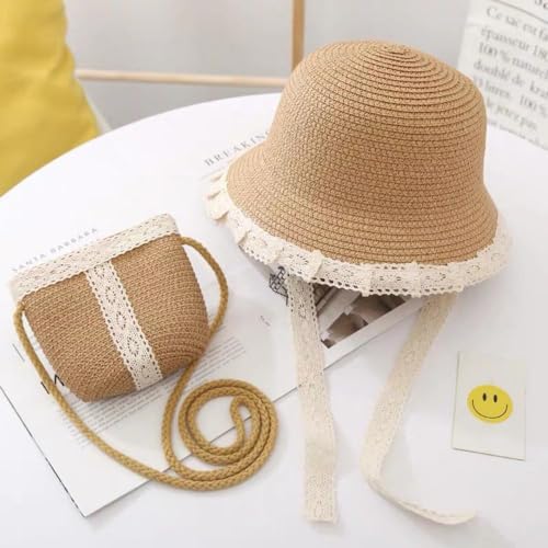 Summer Fisherman Hat Outdoor Girl Sunshade Cap Woven Breathable Straw Hat Folding Large Brim Sun Visor Hat with Cute Bag4