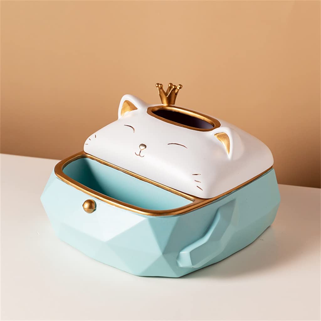 Scatola Multifunzionale del Tessuto Soggiorno Tavolino Scatola portaoggetti del Telecomando Camera da Letto Ufficio Ornamenti della Scatola di Carta (Color : Blue, Size : 24 * 21 * 14CM)