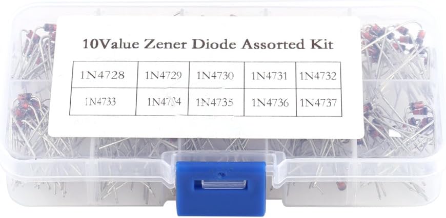 BORDSTRACT Zener Diode Set Component Box, Zener Diode Assortment Kit 200pcs 10values, 1n4728-1n4737 Voltage Regulators for Pros Hobbyists High Efficiency