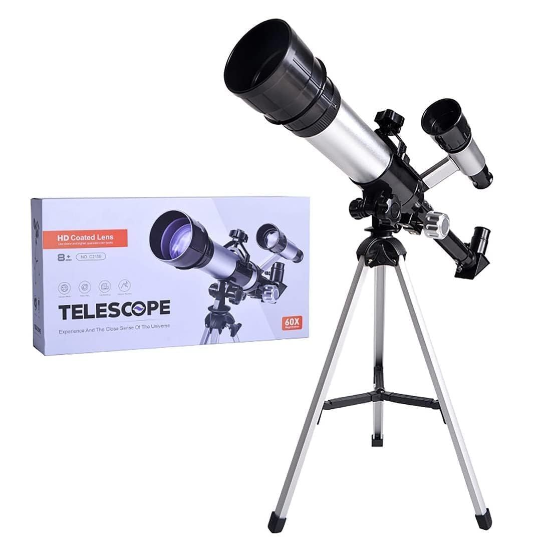60X HD Coated Lens Astronomical Refractor Telescope with Tripod, Finder Scope & Eyepiece for Moon Viewing, Stargazing & Beginners-image-22