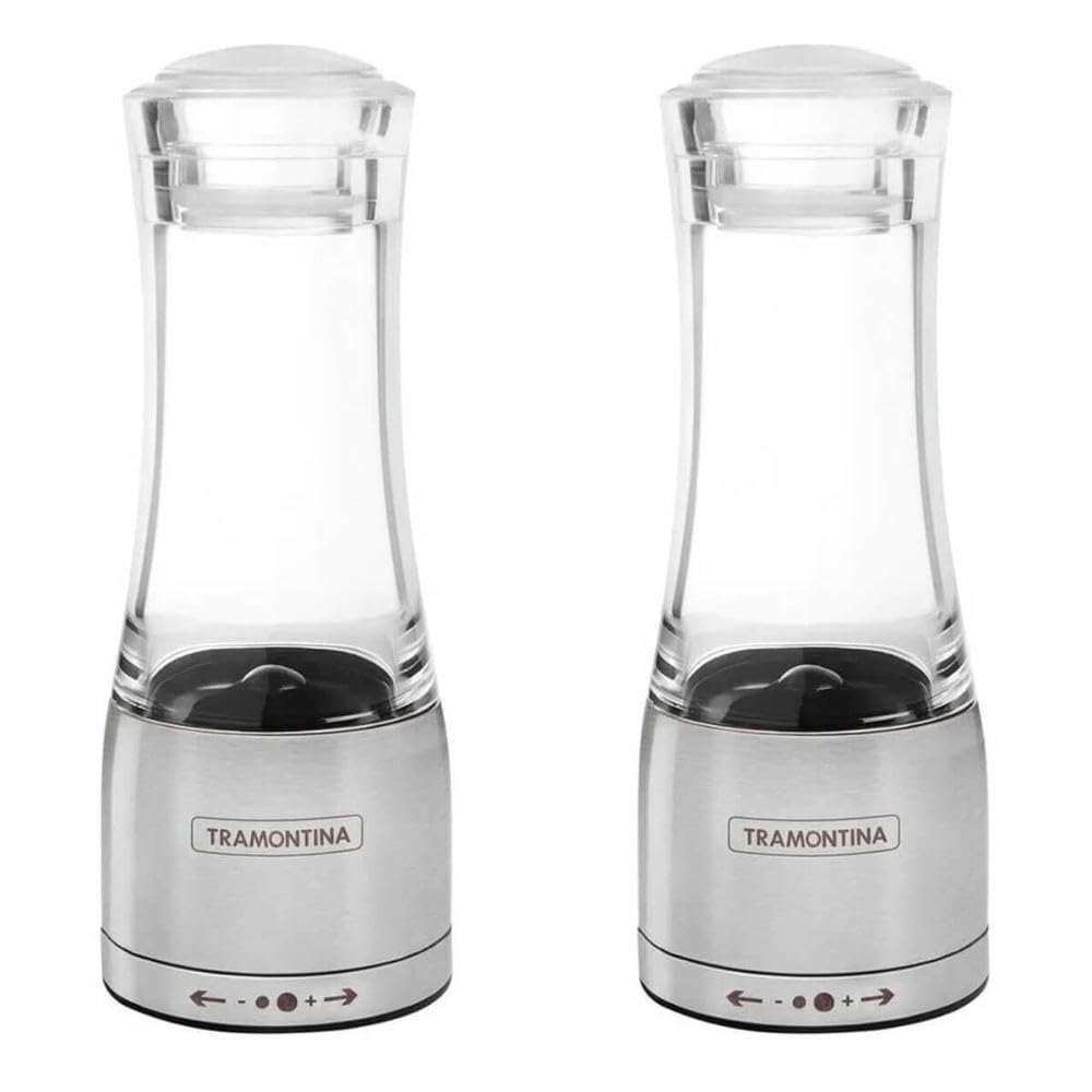 Kit 2 Moedores de Sal Pimenta Tramontina Inox com Moinho Cerâmica Realce