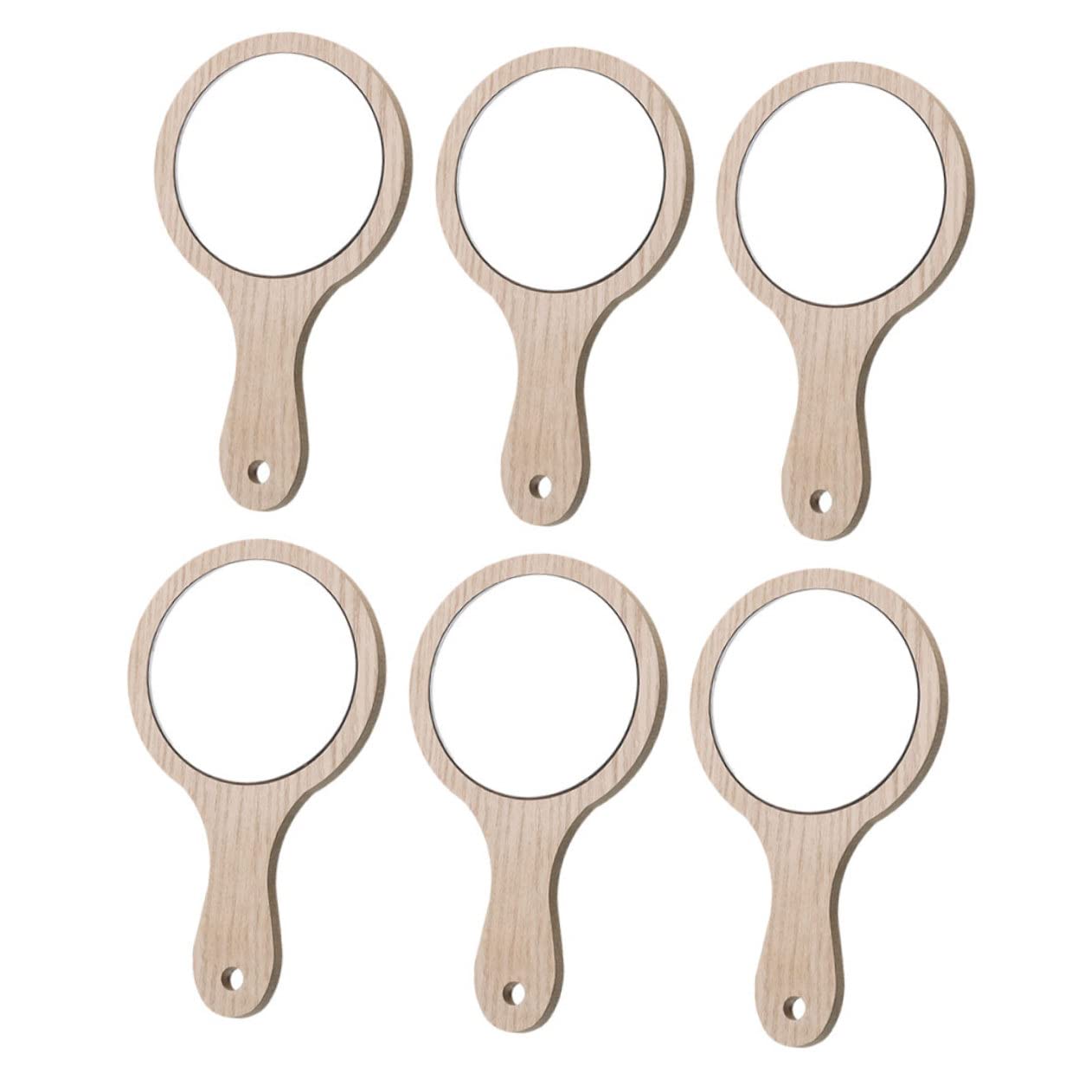 Miroir de maquillage portable au design chic en bois naturel compact lot de 6