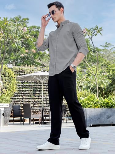 Image of Thomas Scott Men's | Solid | Long Sleeve | Polyster Blend | Casual | Button Down Collar | Shirts for Men