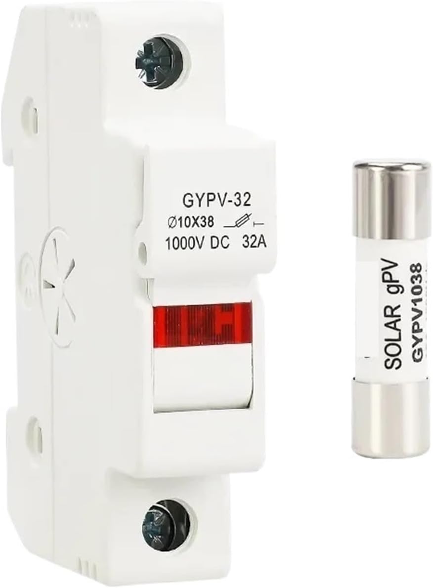 1P Fuse Holder with Indiactor for 10 * 38mm Fuse Protection 10A 15A 20A 25A 30A Fuse Link(20A Fuse with Holder)