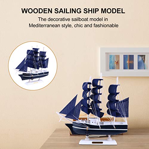 VOSAREA 24Cm Segelboot Modell Holz Segelschiff Modell Nautische Ornament Mediterrane Dekorationen für Geschenke Home… – Bild 5