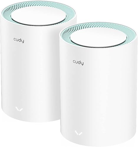 Cudy M1300 - Paquete de 2 sistemas WiFi de malla completa AC1200 Gigabit, doble banda, extensor WiFi, antenas de alta ganancia, VPN, Cloudflare,