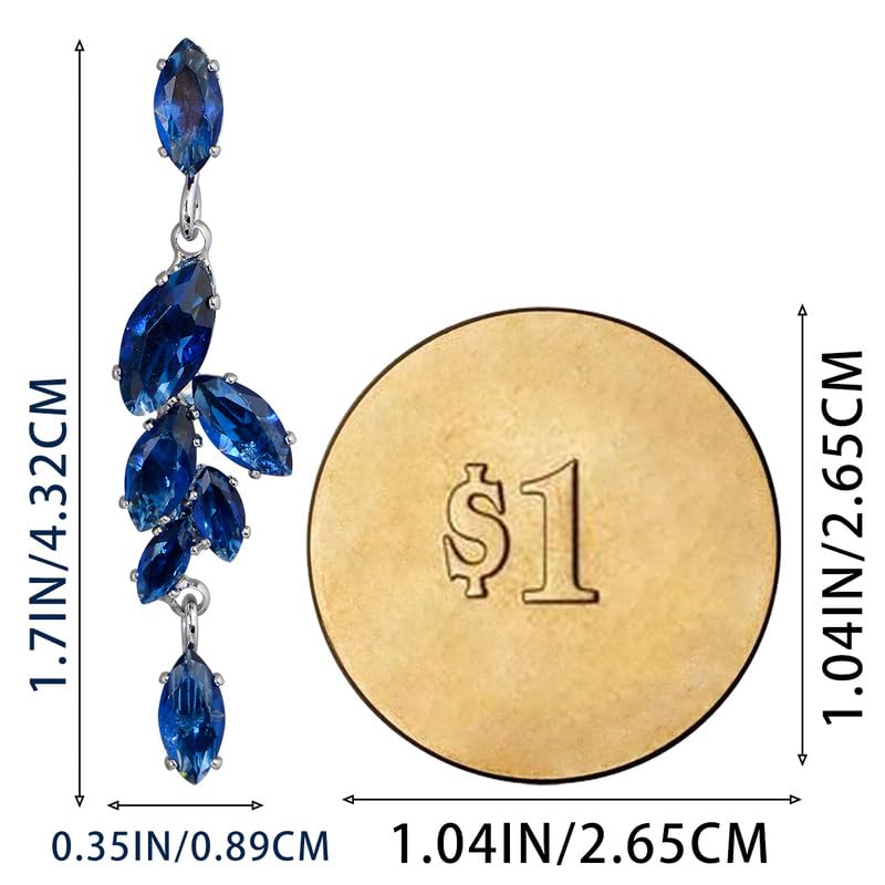 Cubic Zirconia Bridal Earrings - Sterling Silver Marquise Crystal Zircon Rhinestone CZ Cluster Floral Leaf Dangle Drop Earrings for Women Girls Wedding Party Prom Bride Bridesmaids Jewelry3