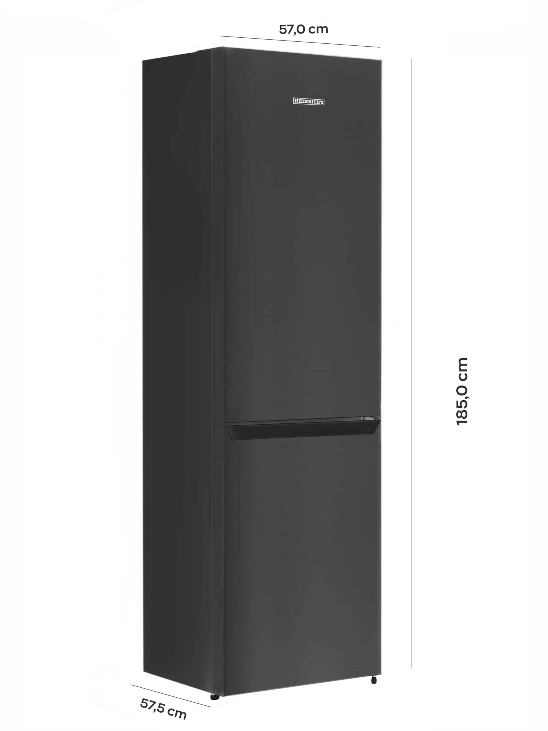 Heinrich´s Kühlgefrierkombination 269 Liter, Kühlvolumen 198L, Gefrierfach 71L,LED Beleuchtung,Kühlschrank Türanschlag wechselbar, leise 39dB,große Tiefkühlboxen, 7 Temperaturstufen, (schwarz-inox)