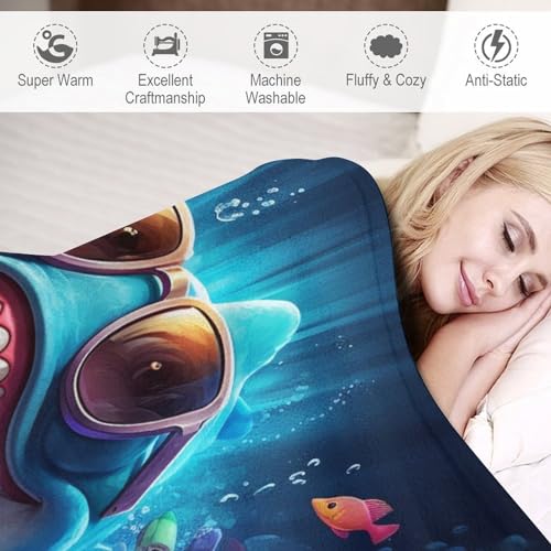 Couverture polaire requin pour cocooning sur canapé et lit douillet