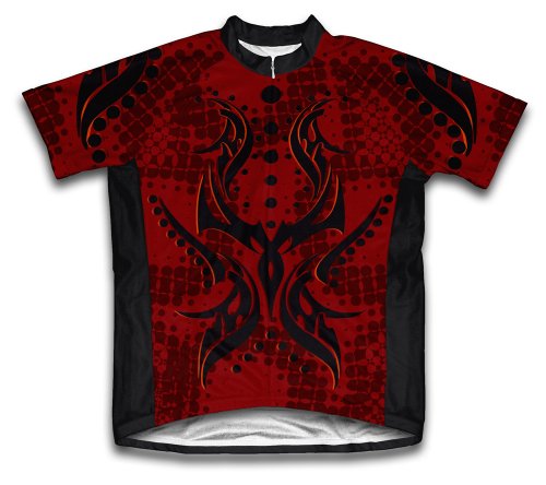 ScudoPro Black & Red Tribal Short Sleeve Cycling Jersey for Youth - Size M