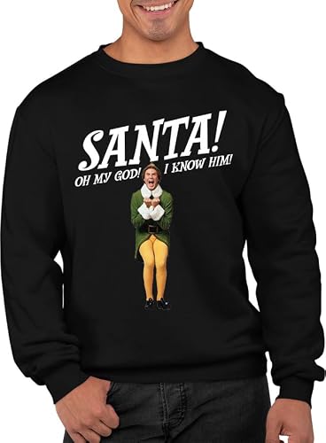 Graphic Impact Funny Santa Oh My God I Know Him! Christmas Funny Jumper Top Ugly Sweater (Black, Large)