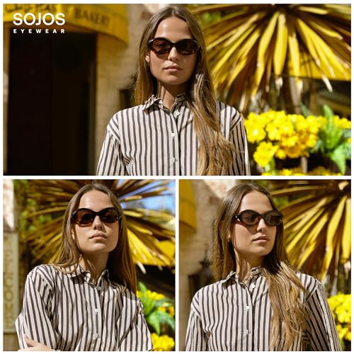 SOJOS Retro Oval Polarized Sunglasses for Women Trendy Sun Glasses Vintage Shades UV400 SJ23943