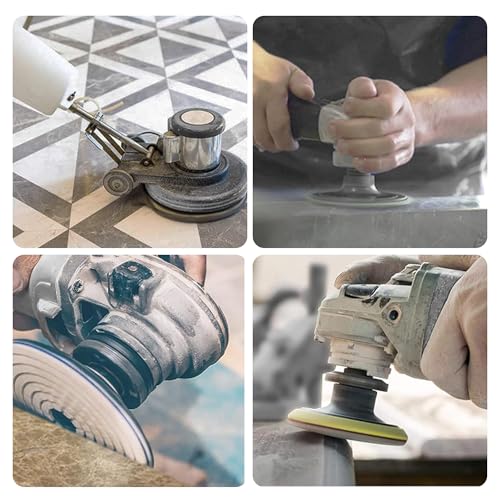 14 Stück Schleifscheibe Polierset: 100MM Trocken Polierscheiben Marmor Polierset mit M14 Gummi-Stützteller Schleifpapier für Beton Granit Stein Marmor (50# - 8000#)