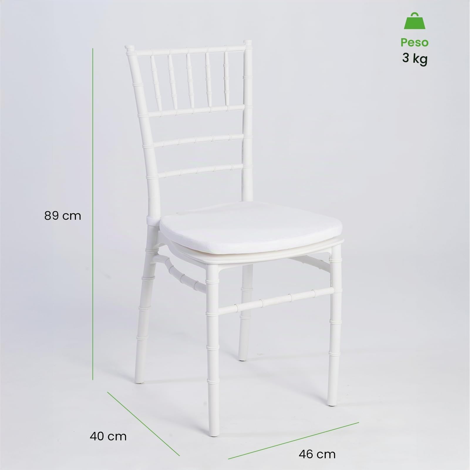 Pack de 4 Sillas Elegantes Modelo Tiffany/Chiavari Blancas ECO24 Bodas, Eventos Especiales y Decoración de Interiores-