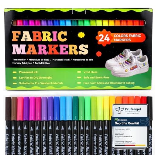FALKE Unisex Kinder Paint Set Socken, Weiss (White 2000), 31-34 8 ihaspoko Textilstifte Waschmaschinenfest, 24 Farben Textilstifte für T-Shirts, Jeans, Hüte, Leinentaschen, Schuhe, Textilmarker Stoffmalfarben für Malen und Schreiben