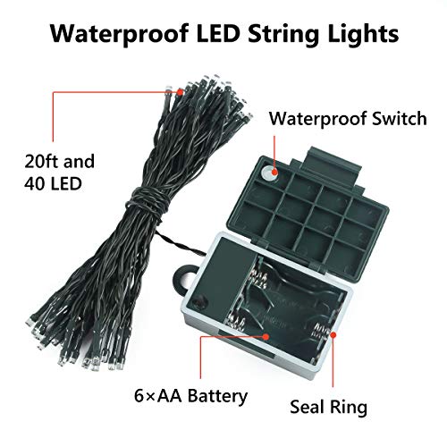 Led String Lights - Battery Operated String Lights- 20Ft Waterproof Wreath Lights With 40 Leds Perfect For Christmas Garland And Xmas Tree Decor - Warm White #TOP1