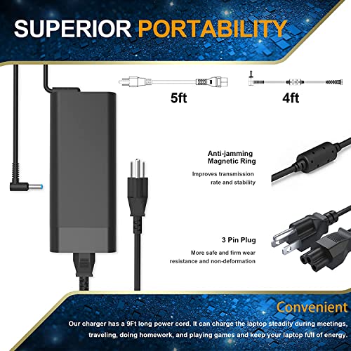Image of Laprite 200W 19.5V 10.3A AC Adapter Laptop Charger Fit for HP ZBook 17 Pavilion Gaming 15 17 ZBook G3 G4 G5 G6 G7 15 15t 17 17t, Create Studio G7 Envy 15-ep Pavilion Gaming 16 Omen TPN-LA21 Power Cord