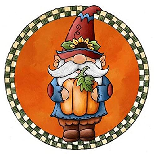 LUSandy DIY 5D Pumpkin Gnome Diamond Painting Kits for Adults Full Round Drill Gnome Goblin Diamond Art Painting Gem Art Craft for Home Wall Fall Decor Gift 12 x 12 inch (A)