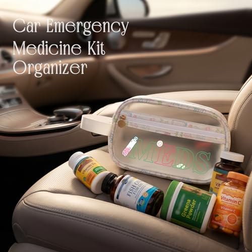 Image of COSHAYSOO Clear MEDS Bag Medicine Travel Case Pill Pouches for Traveling Small Medication Organizer Purse for Women Teen Girls, Car Emergency Medicine Kit Accessories Airplane Park Trip Essentials