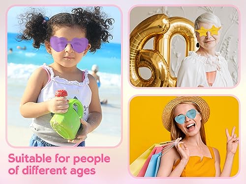 24pc Heart Shaped Sunglasses Set, Rimless Star Shape Sunglasses, Transparent Colorful Frameless Glasses for Party Cosplay4